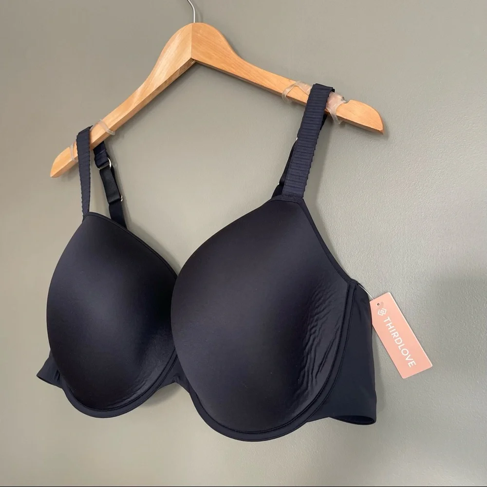 NWT Thirdlove 24/7™‎ Classic T-Shirt Bra Black Size 48C NWT